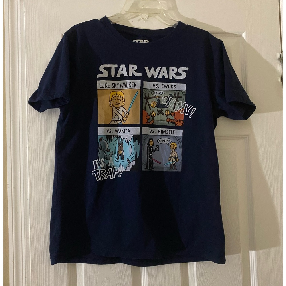 Star Wars Mens Luke Skywalker VS. Everybody Crew Neck T Shirt, C-Life Sze Large